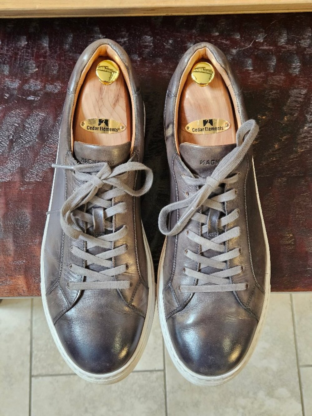 Magnanni Men's Leather Sneakers, Gray, Sz 13 - Picture 2 of 16